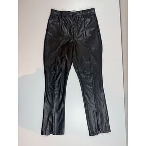 Abercrombie‎ & Fitch Black Faux Leather Split Hem Ultra High Rise Pants